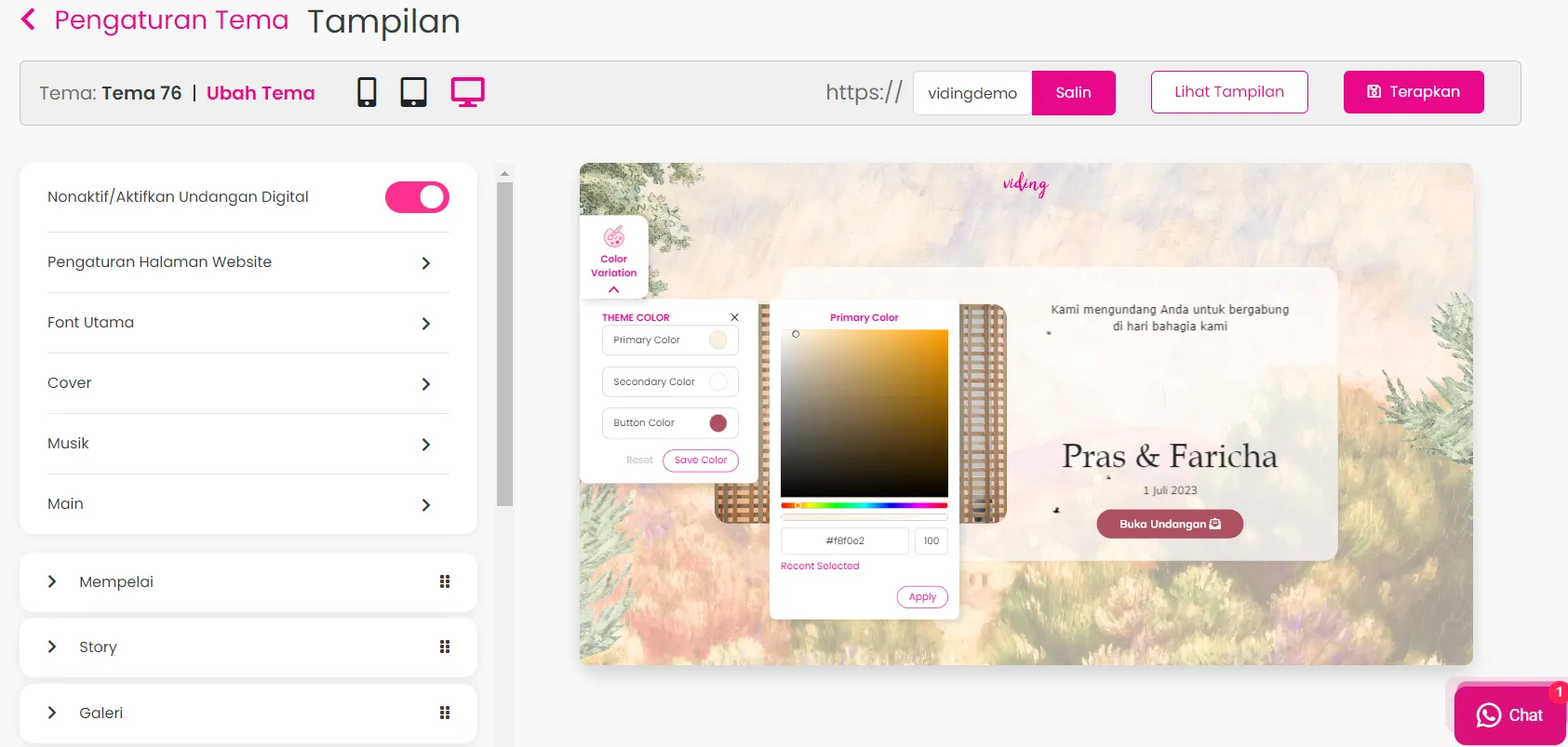 Pilih Warna yang Tepat untuk Undangan Digital Pernikahanmu